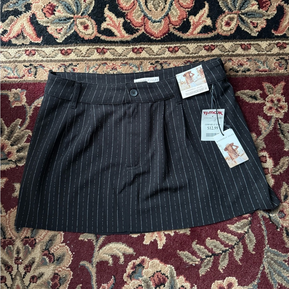 Sincerely Jules Black Pinstripe Mini Skirt